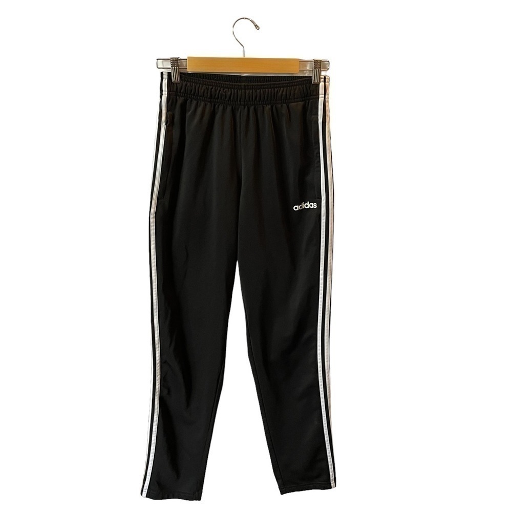 ADIDAS Jogger Pants Drawstring Waist Black White Size Medium